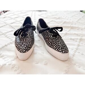 NWOT Keds Metallic Black & Silver Dot Pointed Toe Platform Women's Shoes Size 8